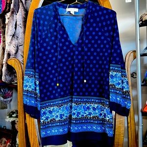Michael Kors Blue Floral Tunic - Size M